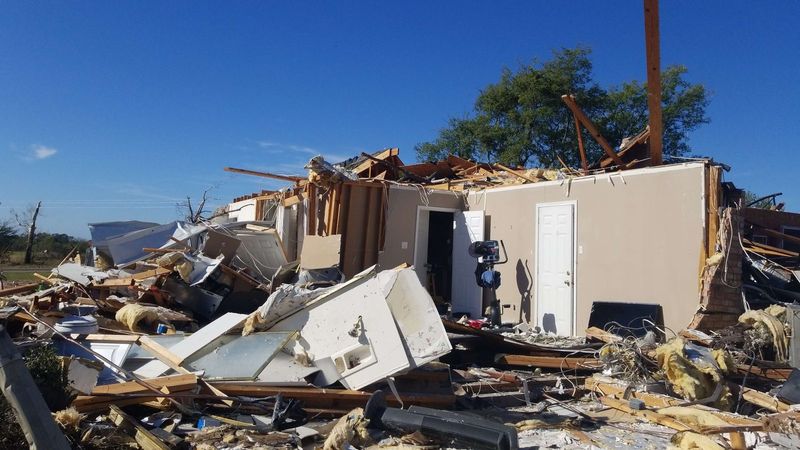 Home destroyed by an EF2 tornado near Sulphur Springs, Texas
