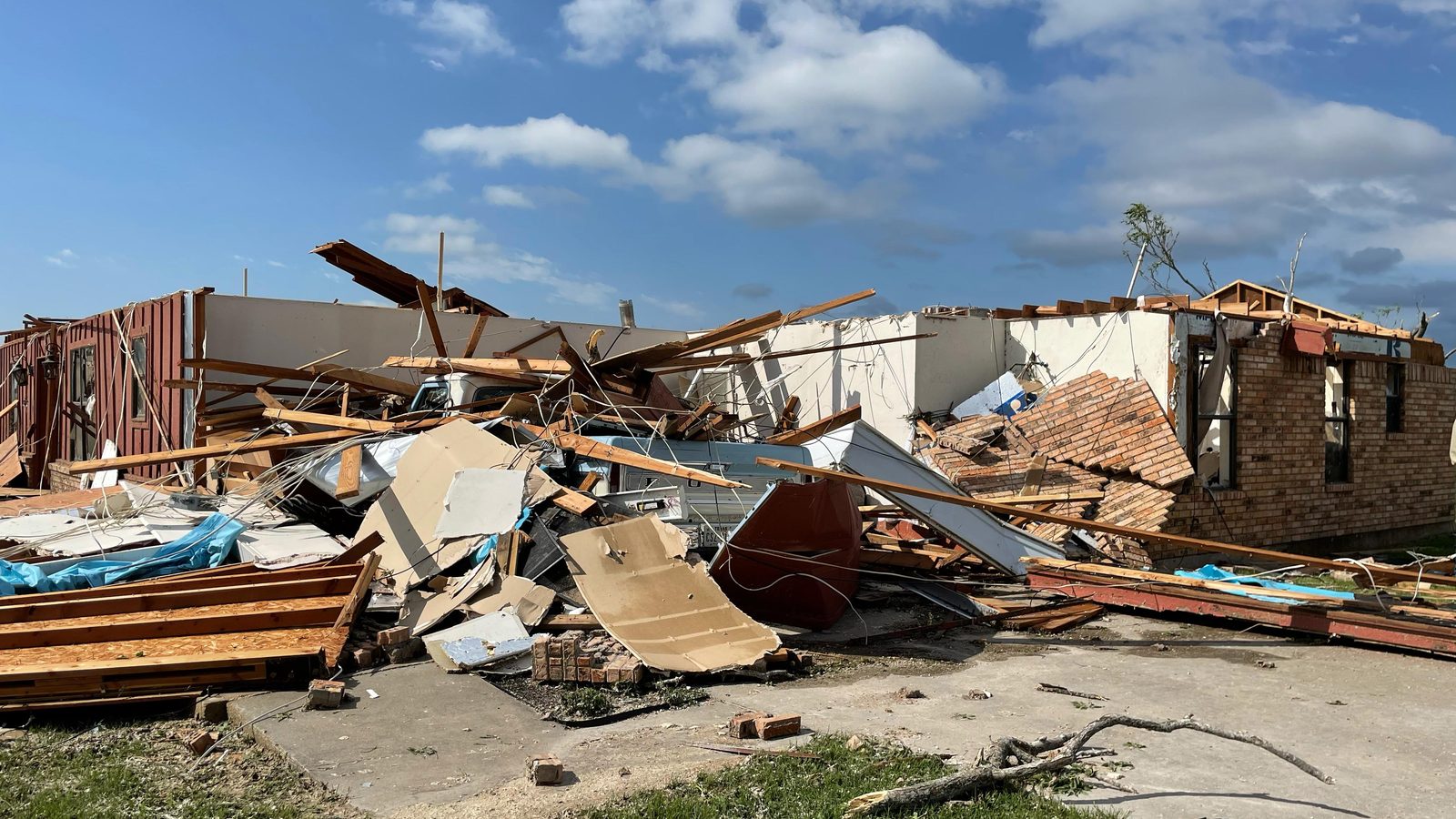 Home destroyed by an EF2 tornado near Blum, Texas