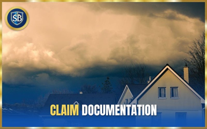 Dark storm front rolling over a suburban home — claim documentation