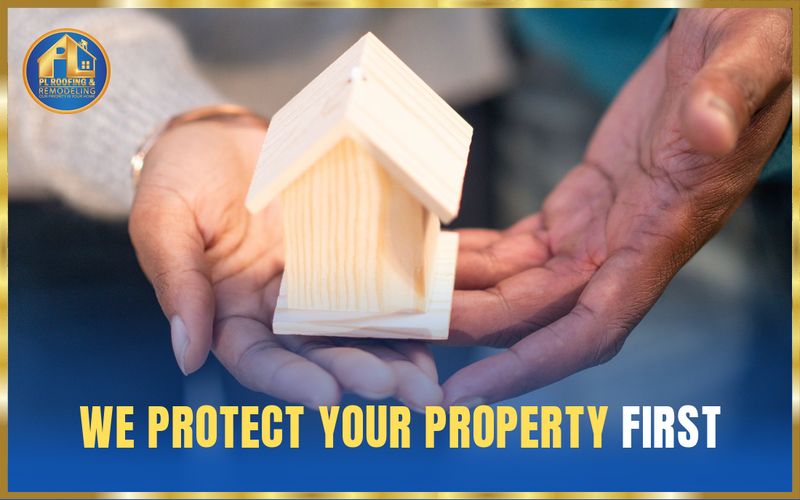 Hands carefully cradling a small wooden house — we protect your property first