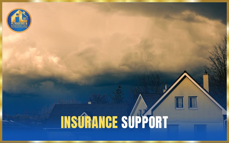 Dark storm front rolling over a suburban home — insurance support