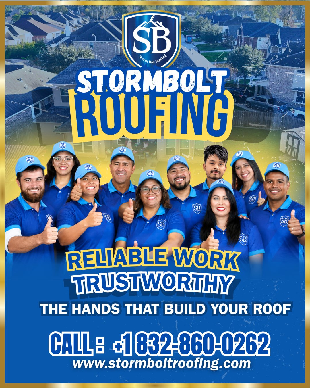 The Storm Bolt Roofing team — committed, expert, trustworthy: the hands that build your roof