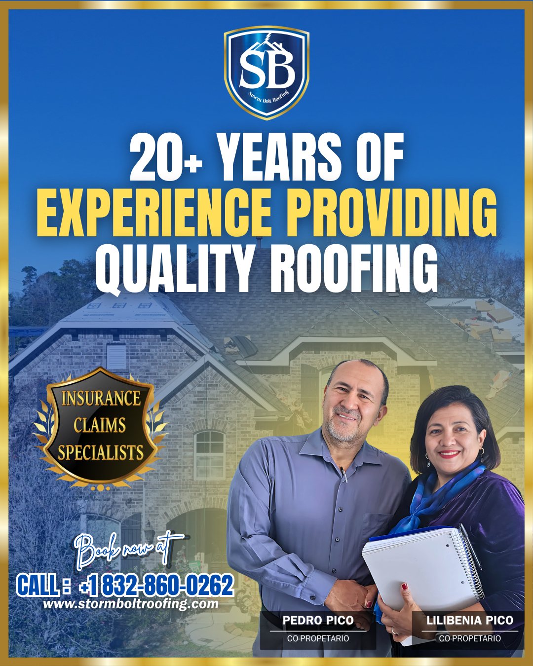 Storm Bolt Roofing owner Eloy Pico and family — 20+ years of quality roofing, insurance claims specialists